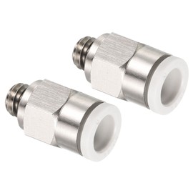 PATIKIL M6 Push to Fit 6mm OD Hose Connect Fittings, 2 Pack Straight Coupling Adapter for Gas Pneumatic Air Flow Transition, White & Silver Tone
