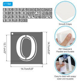 PATIKIL 5 Inch Plastic Large Letter and Number Stencils, 49 Pcs Reusable Alphabet Stencils for Painting Spraying on Wall, Wood, Fabric