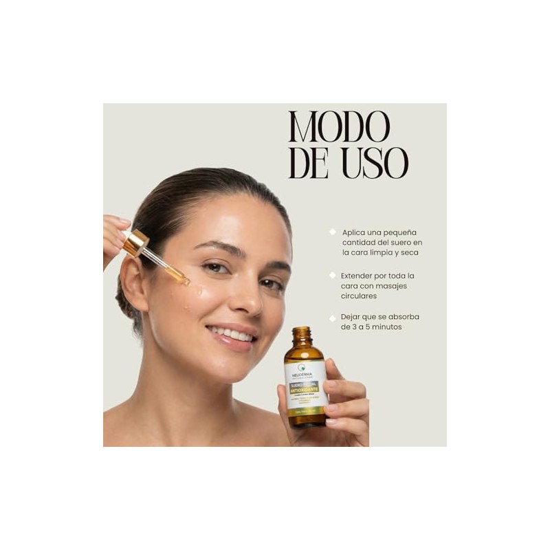 Suero Facial Antioxidante con Vitamina C + Ácido Hialurónico +