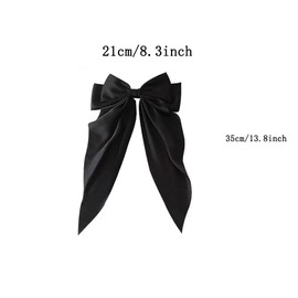 Large Black Hair Bow Barrettes for Women Silk Satin Hair Bows for Women Bowknot Hairpin Black Hair Clips French Style Hair Ribbon Accessories for Women