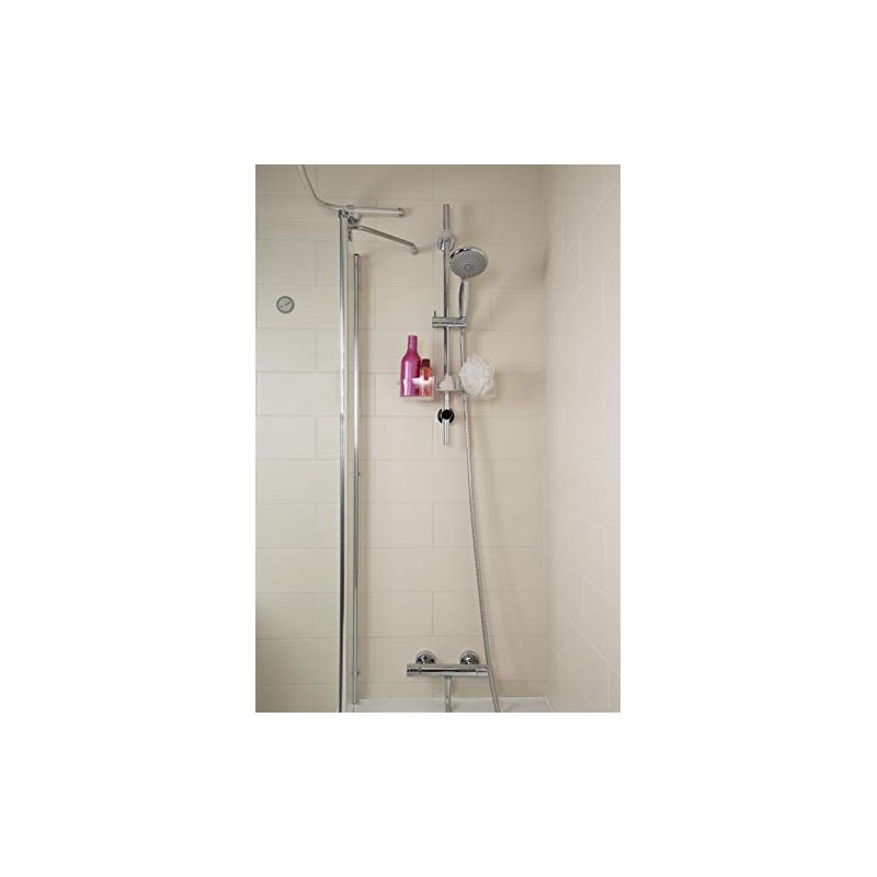 Croydex Riser Rail Caddy, Clear Plastic Bathroom Accessory, Adjustable Bathroom
