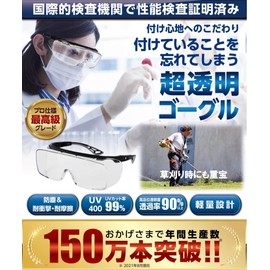 LOUDSHAKA LSAF20-26 Goggles, Protective Glasses, Dustproof Glasses, Medical Use, Infection Prevention, Safety Glasses, Protective Goggles, Work Goggles, Hay Fever, EN166 ANSI Z87.1 Passed (High-end