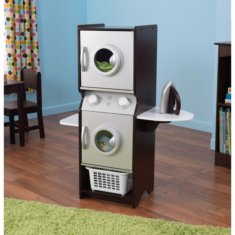 KidKraft Laundry Playset Children's Pretend Wooden Stacking Washer and Dryer