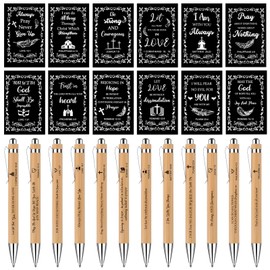 48 Pcs Christian Gift Bible Verse Inspirational Notebook and Bible Ballpoint Pen Religious Scripture Notepad for Men Women Prayer Journal Office School Church Supplies Christmas Easter