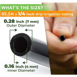 65.5 Ft (20 m) 1/4 Inch Drip Irrigation Tubing,for Irrigation Tubing Garden Hose Drip Launcher,Drip Irrigation System Black (ID0.16 in,OD0.28 in)