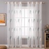 MIULEE Leaves Embroidery Sheer Curtains Grommet Window Curtain Semi Voile