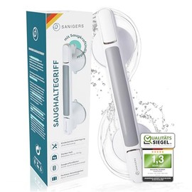 Grab Rail with Suction Cup I Extra Strong Hold 110 kg I 33 cm Grab Rail Shower No Drilling Grab Bars for Seniors Bath Handle No Drilling Shower Handle with Suction Cup Suction Handle Bathroom