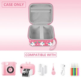 Leayjeen Sofortkamera-Set für Kinder, kompatibel mit Uleway/Hangrui/Toyogo/Gofunly/Ushining, 3 bis 12 Jahre, für Sofortkamera, für Kinder, Geschenke (nur Tasche), Rosa Einhorn, Kameratasche