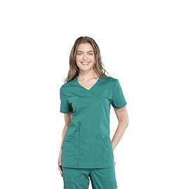 Cherokee Women Scrubs Top Workwear Professionals Mock Wrap WW655, L, Hunter Green