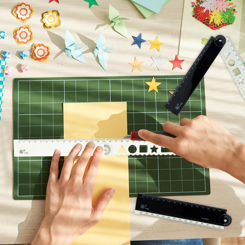 ALLY-MAGIC Folding Ruler, 4 Pcs 30cm Folding Geometric Ruler Flexible