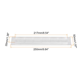 sourcing map Air Vents Cover, 1Pcs 250 x 50mm - Aluminum Alloy Mesh Air Return Vent Cover, Rectangle Louvered Ventilation Grille for Shoe Cabinet Wardrobe (Silver)