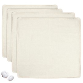 GOWTX Pack of 4 Cotton Cheese Cloth, Cotton Straining Cloth, Cheese Cloth, Muslin Cloth, Washable Filter Cloth for Straining Cheese Strain, Reusable Fine Cheese Cloth for Kitchen, Coffee, Soup