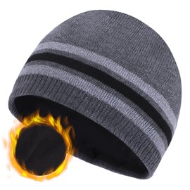 Oversize XXL Mens Beanie Hat for Big Heads 23.6"-25.6", Large Winter Warm Knit Skull Cap Ribbed Stocking Hat Toboggan Cap