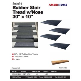 4 Piece Bull Nose Rubber Stair Tread Set 30 x 10 inch