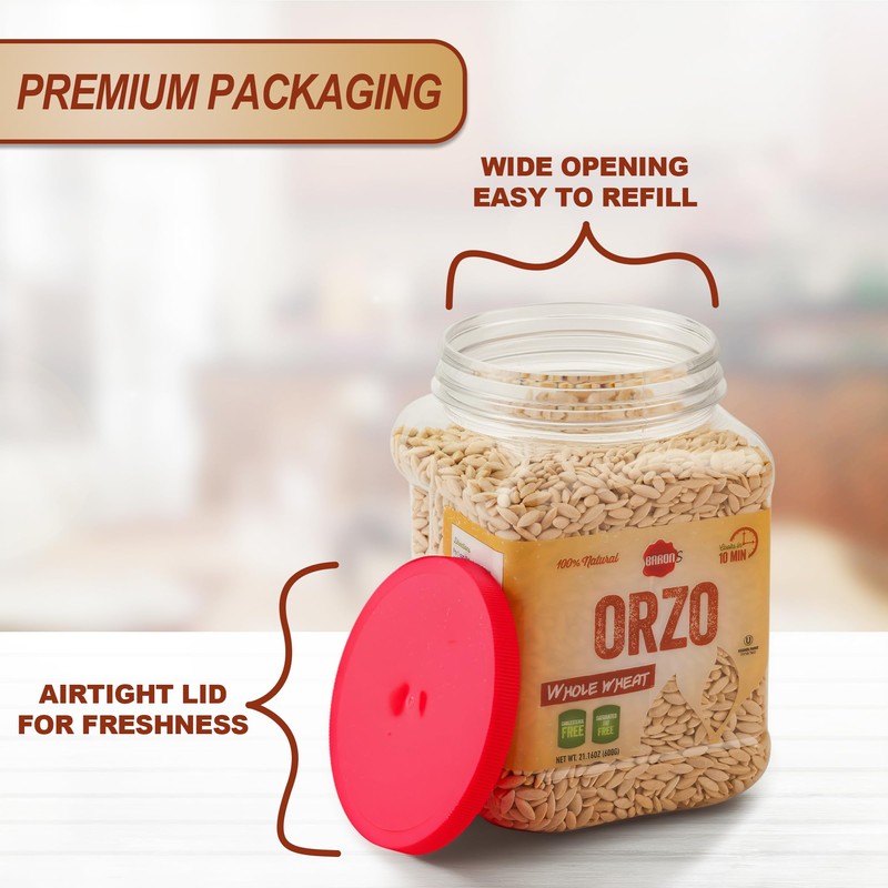 Baron’s Whole Wheat Orzo Pasta | 100% Natural Israeli Rice-Shaped