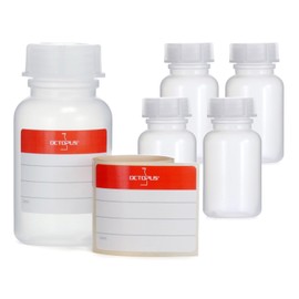 5x 100 ml wide-neck bottles made of LDPE with screw cap, empty chemical bottles, laboratory bottles with lid as storage containers for laboratory, kitchen or hobby