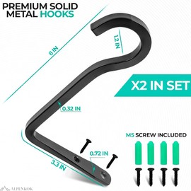 2 Pcs Wall Plant Hanger 6 inch – Indoor Hook easy Installation for Hanging Lanterns, Flower Baskets, Planters & Outdoor Decor - Durable Metal Alloy Plant Wall Hooks, Anti-Corrosion & Elegant Design