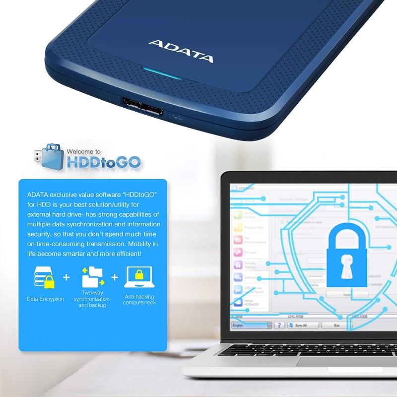 ADATA Disco Duro Externo HDD HV300, 1 TB, Azul, USB