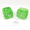 Pair 2.4”of Green Retro Mirror Fuzzy Plush Dice Car Pendants,Interior