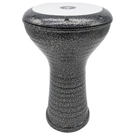 The 17'' Wave Zaza Percussion Egyptian Style Darbuka Doumbek (Black/Silver)
