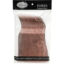 Lillian Collection Polished Rose Gold Metallic Premium Plastic Fork - Pack of 24 - Perfect for Upscale Events & Parties