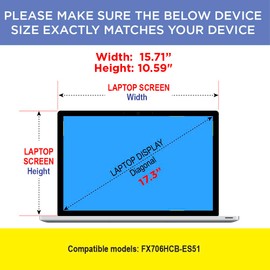 Artemis Shields Screen Protector for ASUS TUF Gaming F17 Gaming Laptop 17.3 Inch Matte Anti GlareProtector FX706HCB-ES51 2 PACK