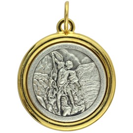 Gifts Catholic, Inc. St Michael/Guardian Angel - Two-Toned Round Medal - 1" - Made in Italy