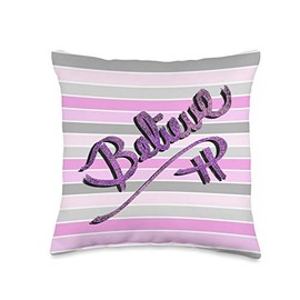 Inspirational Quote Believe Script Graphic Design Throw Pillow