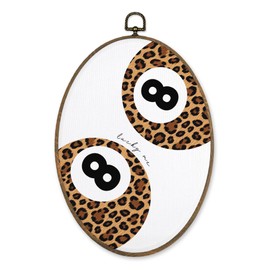 LKETW Trendy Retro 8 Ball Oval Wall Art Decor, Funky Leopard Cheetah Print Lucky 8 Ball Oval Canvas Hanging Decor, Trendy Preppy Wall Decorations for Girly Room Bedroom Dorm Apartment, 8.6x11.4 Inch