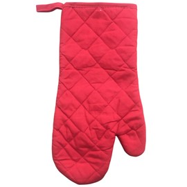 7-Piece Designed Kitchen Set, 100% Cotton, 2 Kitchen Towels, 1 Oven Mitt, 2 Pot Holders, 2 Dishcloths (Red)