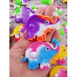 colorbopop Bulk Mini pop Bubble Keychain Fidget Present,Elephant Party Favors,Classroom Students Boys Girls Birthday Small Gifts