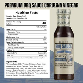 Pork Barrel Carolina Vinegar BBQ Competition Sauce, Tangy Nouth Carolina Style, Small Batch, No High Fructose Corn Syrup, Gluten-Free Sauce for Pork Butts, 14 oz - Pack of 6
