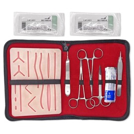 TeckMed - Suture Practice Kit (18 Pieces) for Medical Student Suture Training, Include Suture Pad with 14 Pre-Cut Wounds, Suture Tools, Suture Thread & Needle (Complete Kit)