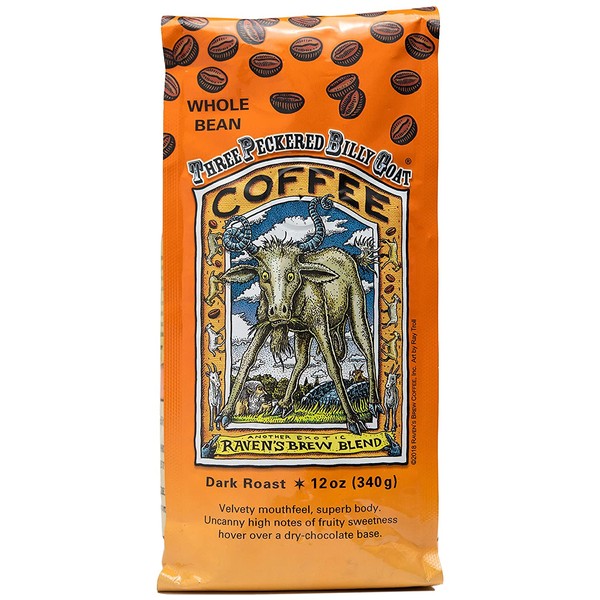 Raven's Brew Coffee High Caffeine Coffee Dark Roast Whole Bean – Three Peckered Billy Goat 12oz