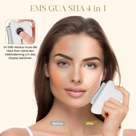 MIVONAXI EMS Gua Sha Face Massager - Electric LED Blue Purple Red Light Therapy Face Massager with Vibration Heat 3 Intensity Levels Microcurrent Massager Face Facelift Anti Ageing Wrinkles