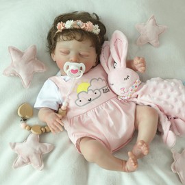 SCOM Realistic Reborn Baby Dolls - 20 Inch Lifelike Newborn Baby Girl, Real Life Dolls with Soft Weighted Body, Sleeping Baby Girl for Kids Age 3+ Gift