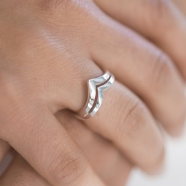 MATERIA by Matthias Wagner V-shape ring silver 925 for women - simple silver ring modern, Sterling Silver, No Gemstone