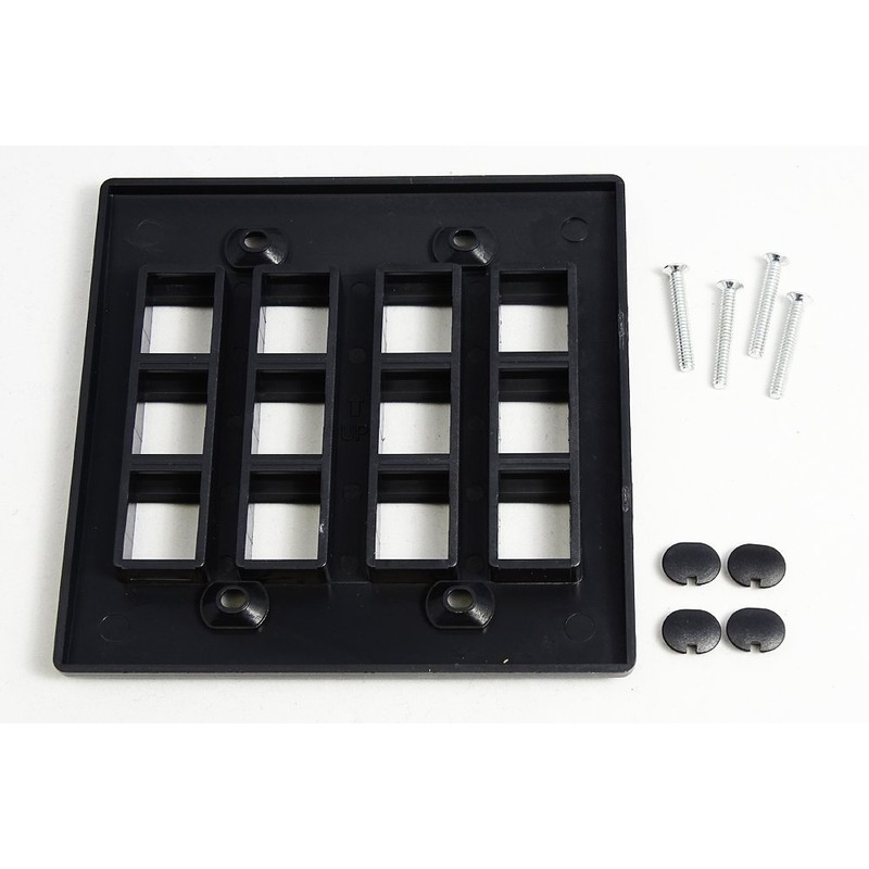 RiteAV - Keystone Wall Plate Double Gang 12-Port Black (1