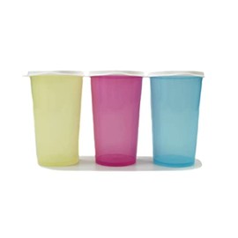 Tupperware To Go Eco 330 ml Yellow + Pink + Blue Cup Drinking Cup with Lid 39191