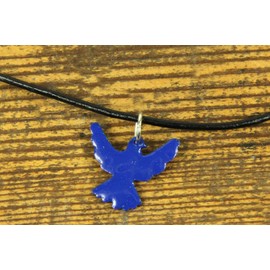 Miniblings Enamel Peace Dove Swallow Necklace Bird Leather 45Cm Blue