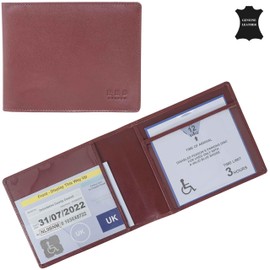 RHB Genuine Leather Disabled Blue Badge Holder with Timer Wallet – Secured Disability Parking Permit Cover with Hologram Protection (Timer not Included) (Chillipepper Giovani VT)