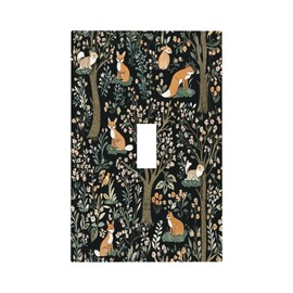 Nijuodnijir Decorative Light Switch Cover Fairy Forest Animals Fox Squirrel Flower 1 Gang Single Toggle Device Electrical Faceplate Switchplates Decorator Outlet Wall Plate For Bed Room Farmhouse