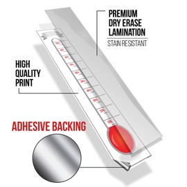 Lushleaf Designs Goal Thermometer and Fundraising Donation Poster - 11"x48" Premium Goal Tracker - Track Your Progress, Achieve Success, and Boost Fundraising Efforts (White)