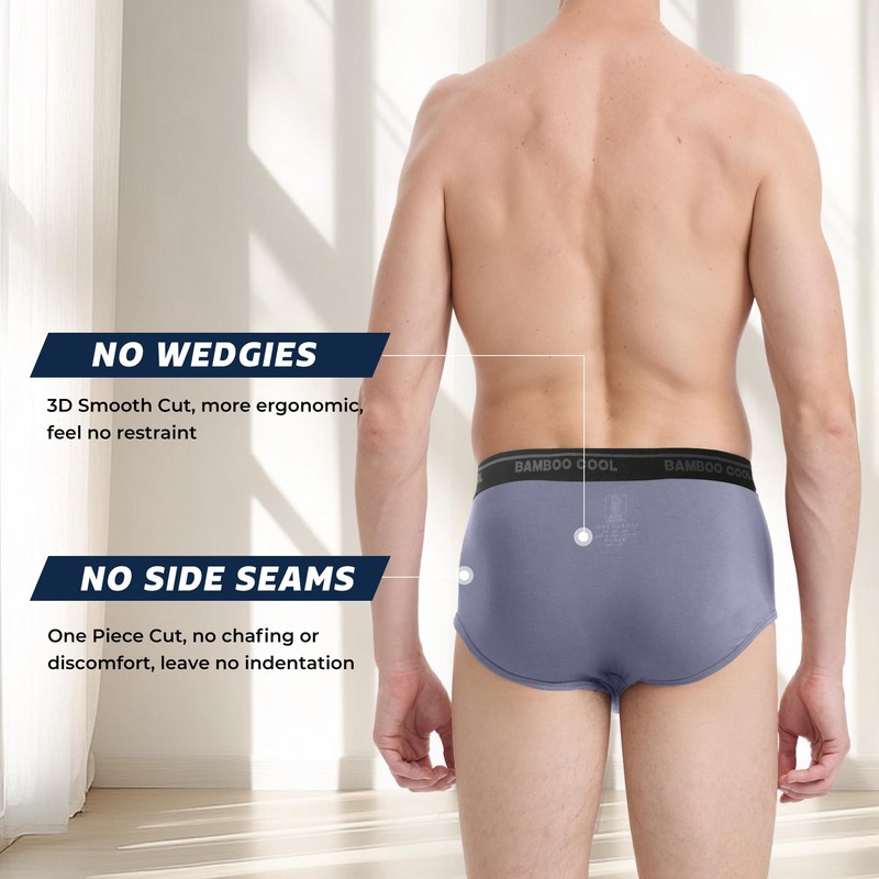 BAMBOO COOL Mens Underwear Briefs Open-fly Briefs Tagfree Breathable men’s