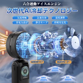 Handy Fan Cooling Plate, Portable Fan, 2025 AI Sensor Technology, Rapid Cooling, Quiet, Folding, 5,400 mAh, Large Capacity, LED Display, Handy, Powerful, 100 Steps, 5 Modes Air Flow Adjustment, Mini