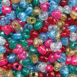 BeadExplosion Heart Beads Glitter Sparkle Mix Pony Beads Pk50 Made in USA, B07781, Multicolor