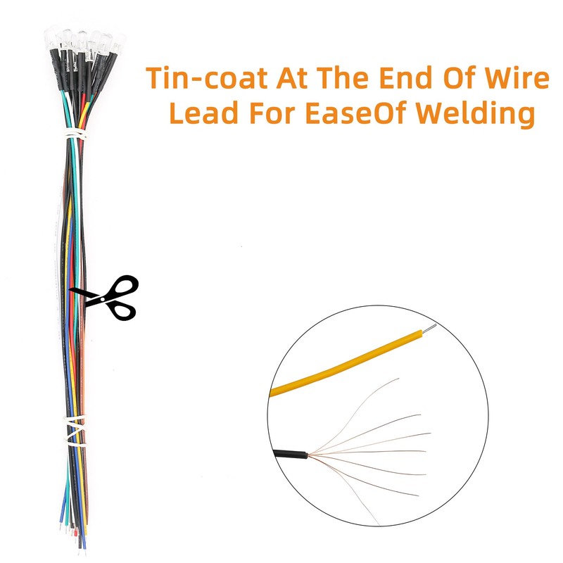 Juasky 60pcs Pre Wired Led 5mm，12v Pre Wired Led Diode