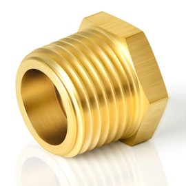 TAISHER 10PCS Brass Reducer Hex Bushing Threaded Pipe Fitting 3/8" NPT Male x 1/8" NPT Female Adapter
