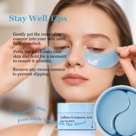 Angel Silk Caffeine Eye Patches, Under Eye Patches for Puffy Eyes & Dark Circles, Korean Under Eye Hydrogel Masks for Eye Bags & Wrinkles with Hyaluronic Acid, Hydrating & Cooling Pads Skincare