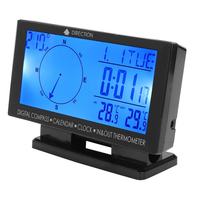 CD60 Multifunctional Digital Car Automobile Thermometer Gauge with Time Navigation